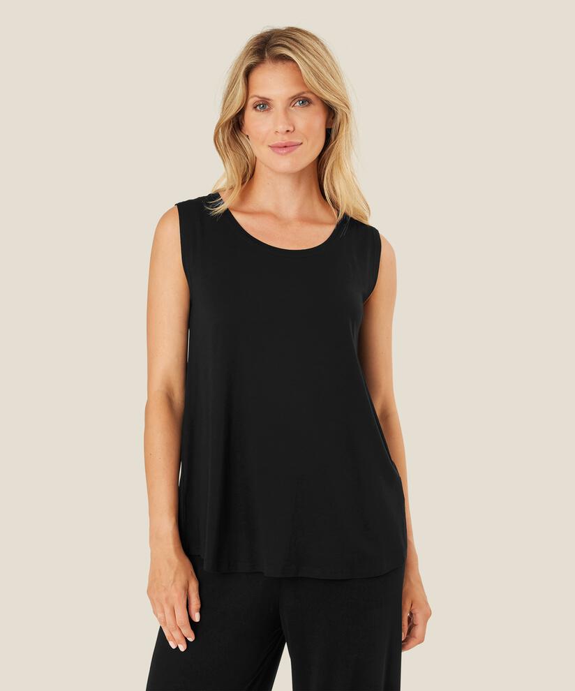 Top En Jersey Sans Manches À Col Rond, Black
