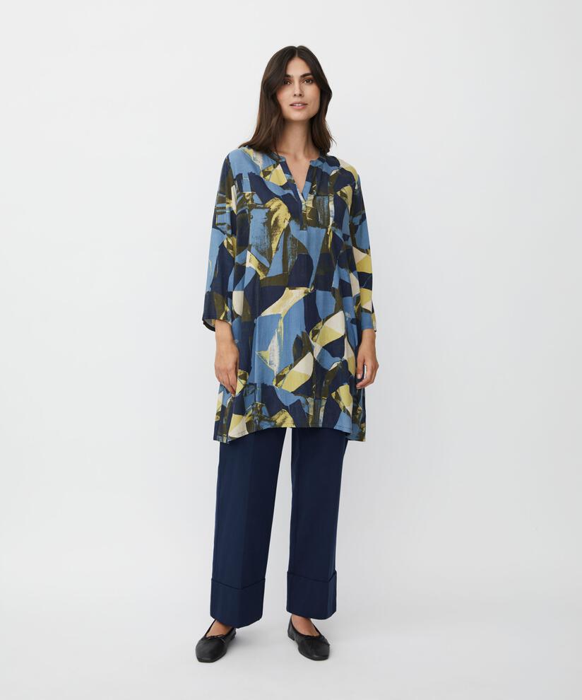 Tunique En Viscose Imprimée À Manches 3/4, Proven Blue