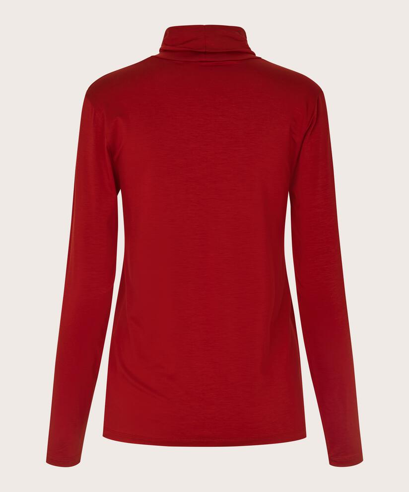 Blouse À Col Roulé En Jersey Doux, Red Dahlia