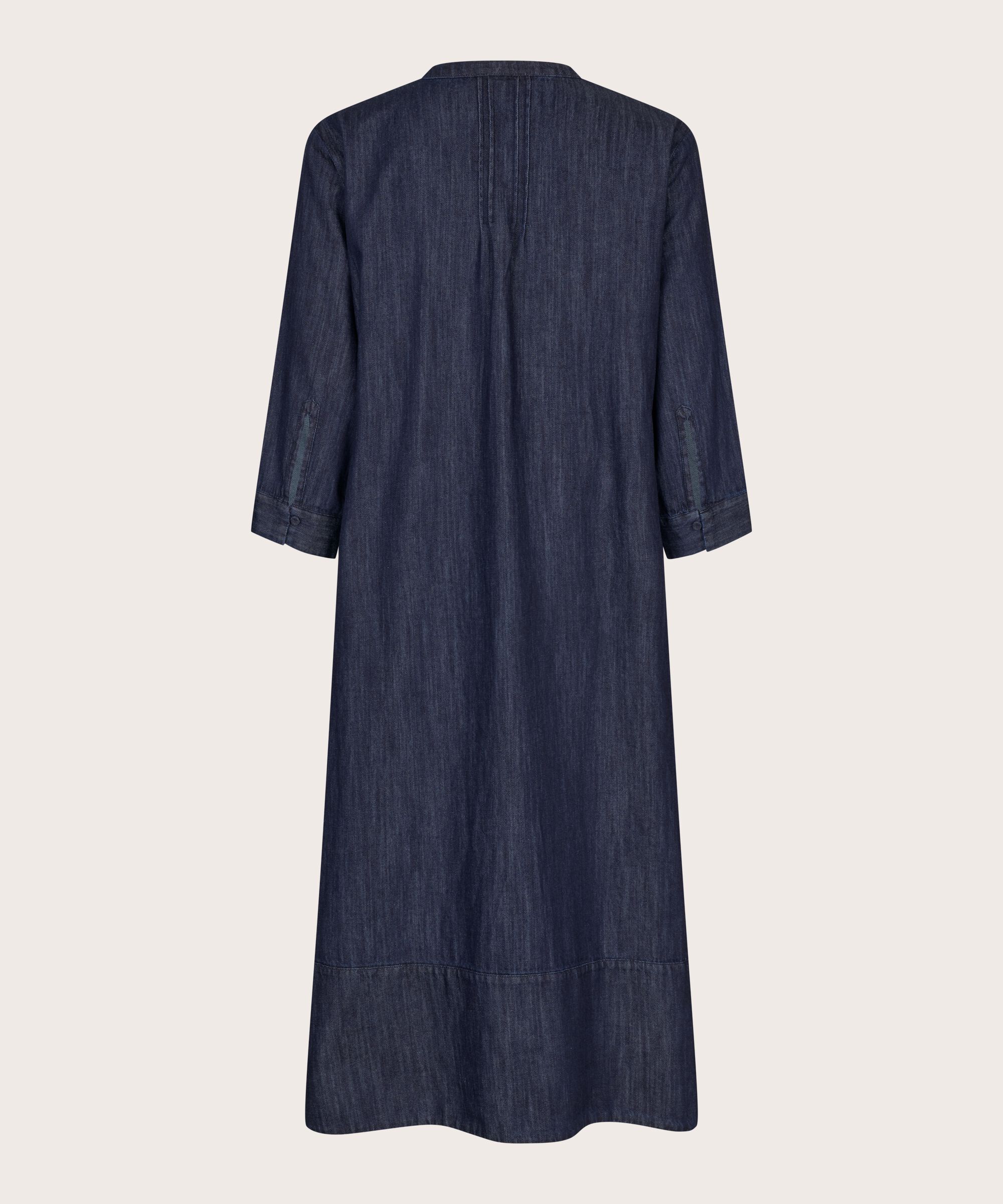 robe en jean à col en V profond, Dark Denim