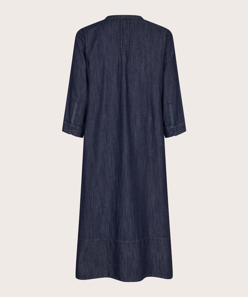 robe en jean à col en V profond, Dark Denim