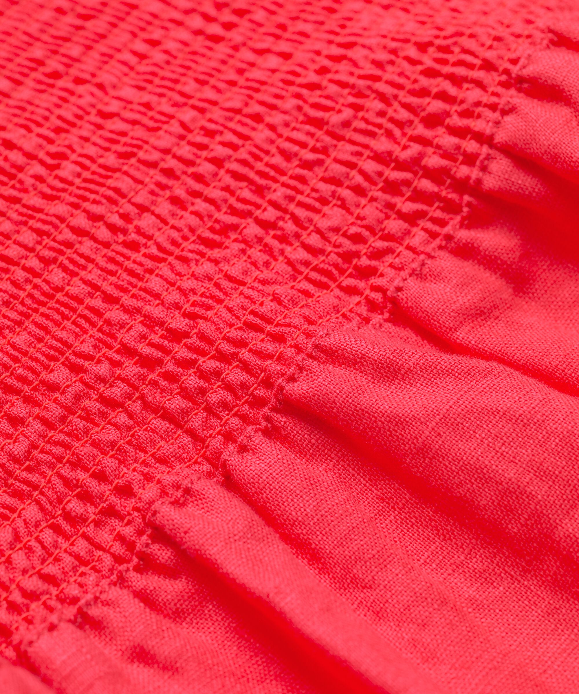 Short En Lin Avec Élastique Smocké Au Dos, Hibiscus