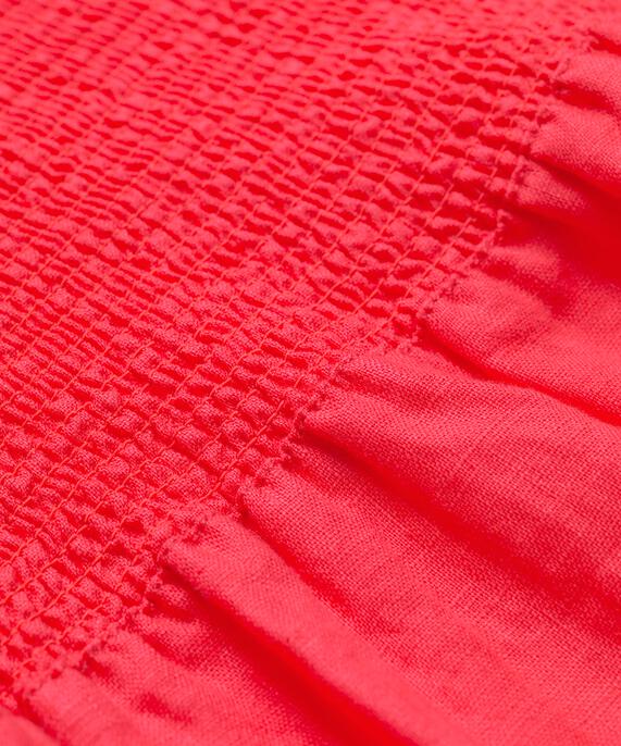 Short En Lin Avec Élastique Smocké Au Dos, Hibiscus