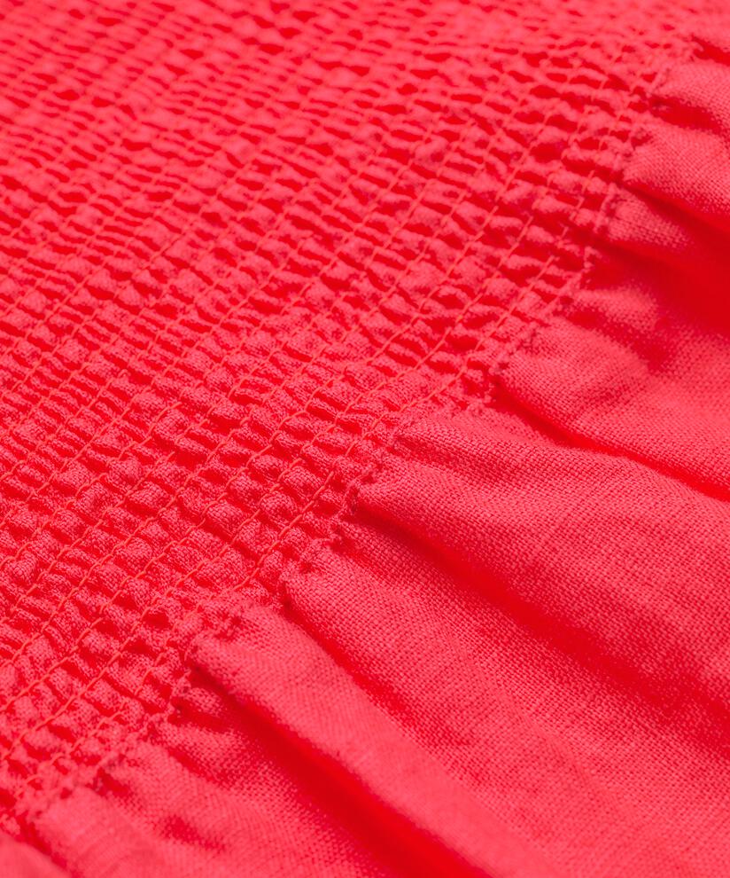 Short En Lin Avec Élastique Smocké Au Dos, Hibiscus