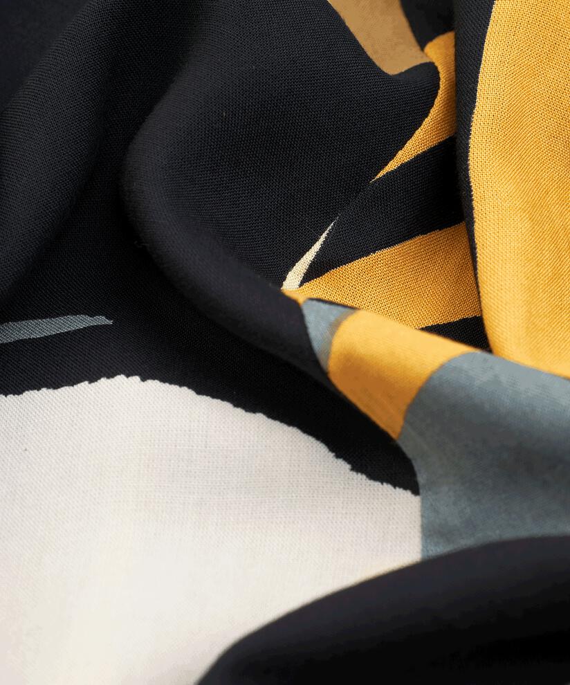top en viscose à motif à manches trois-quarts, Butterscotch
