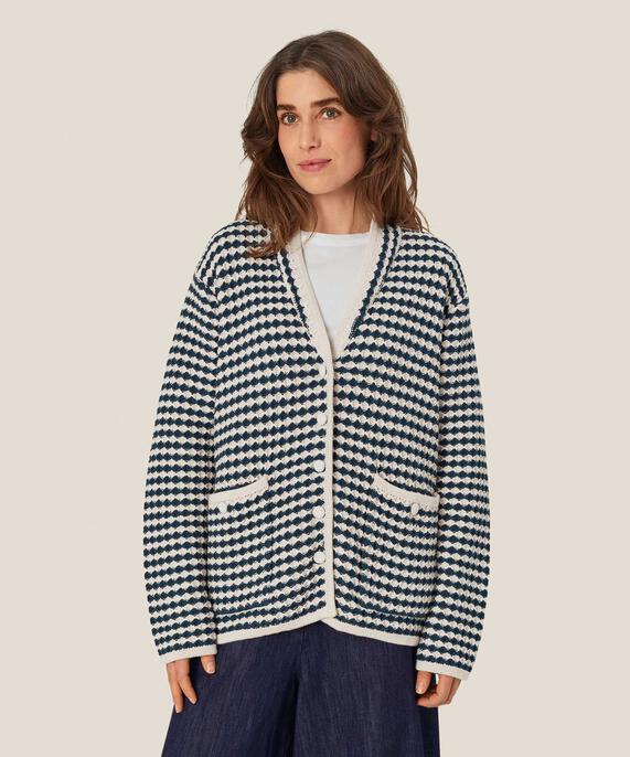 cardigan en coton mélangé avec poches avant, Mood Indigo