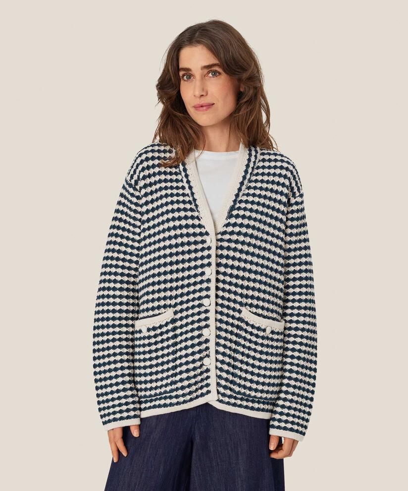 cardigan en coton mélangé avec poches avant, Mood Indigo