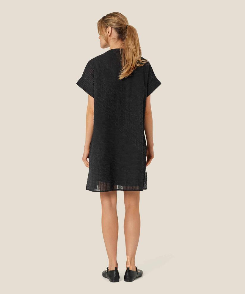 robe chemise en coton léger transparent, Black