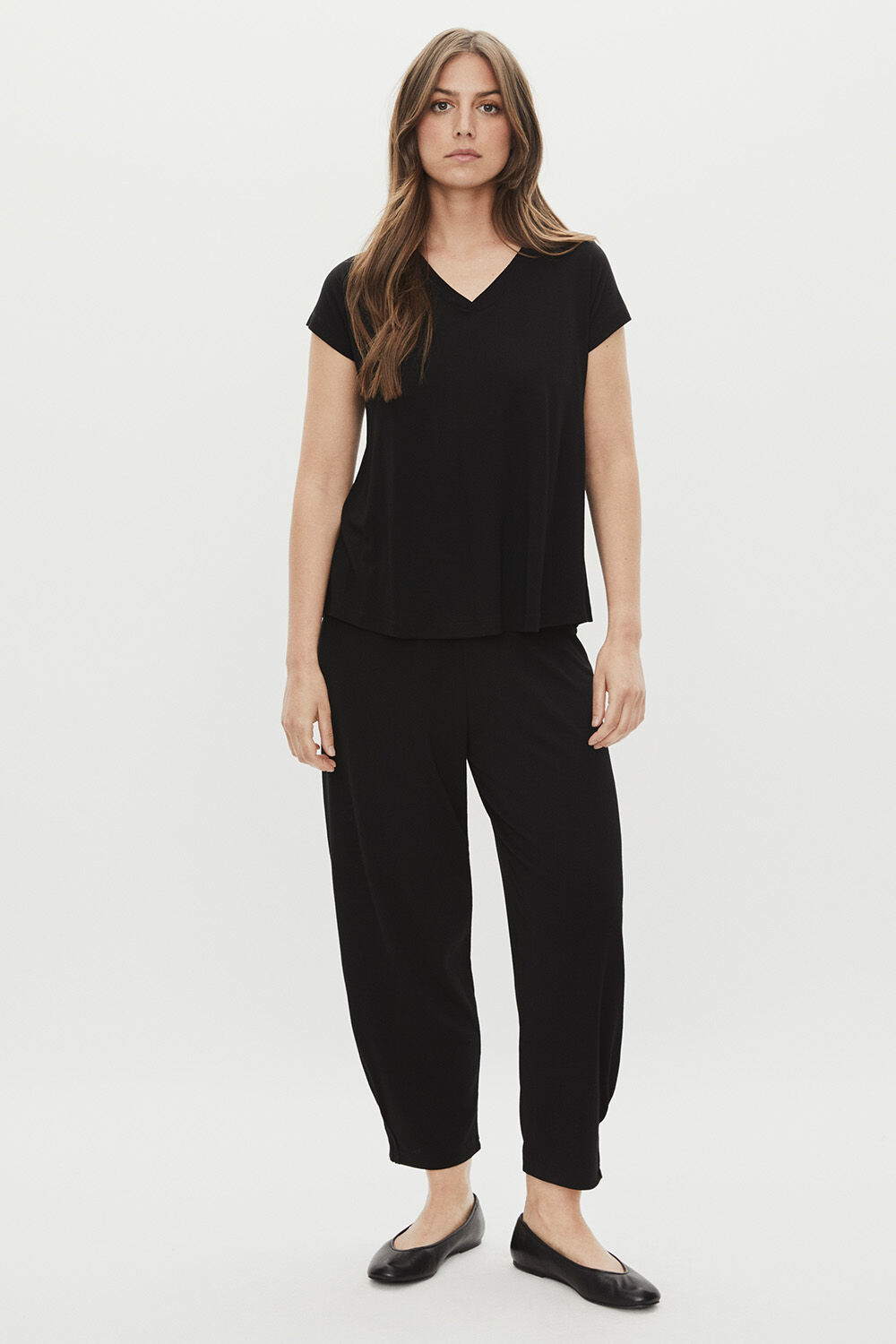 Patti JERSEY Trousers - Black, T-shirt En Jersey Col V - Black