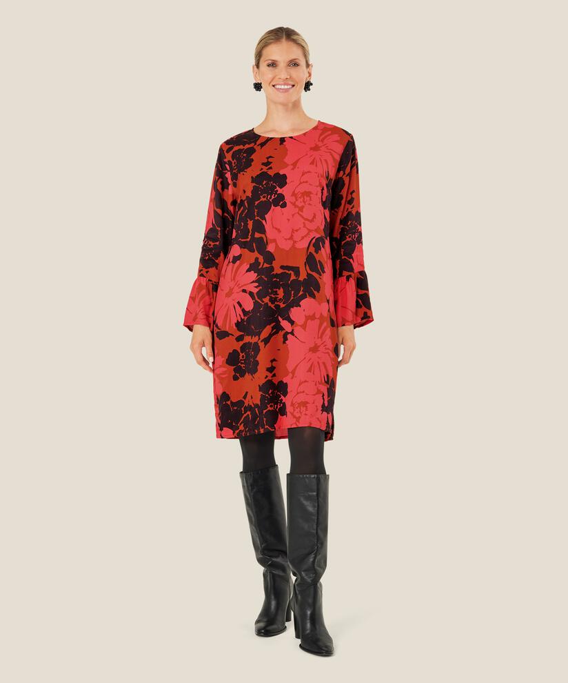 robe fleurie en viscose avec manches trompette, Picante