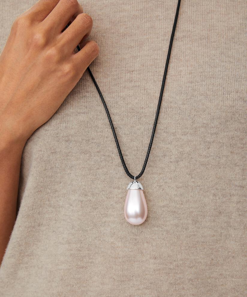 cordon en cuir avec perle rose, Lotus