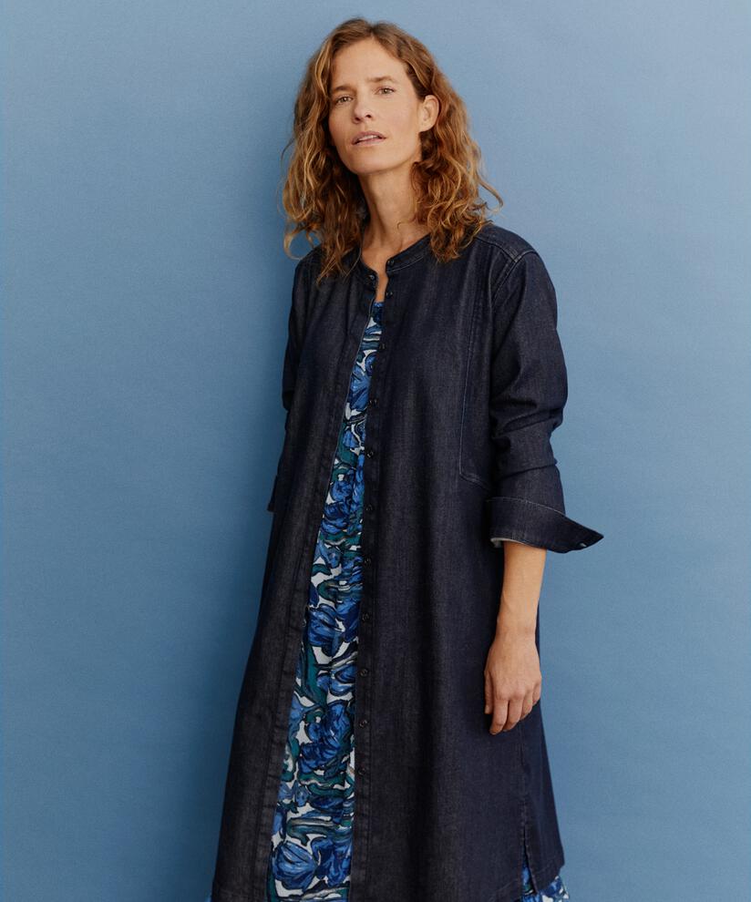 robe en jean avec patte de boutonnage cachée, Dark Denim