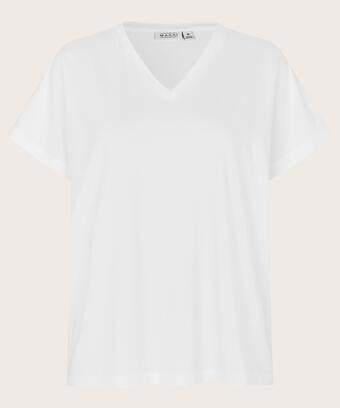 T-shirt col V en jersey doux, White