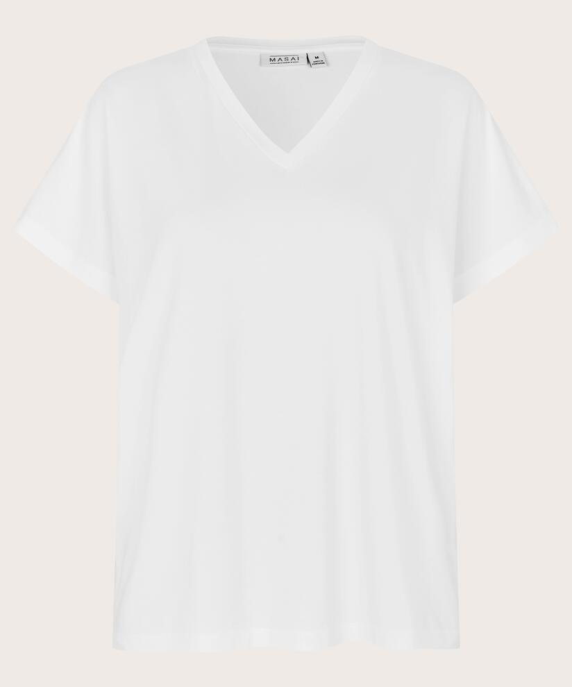 T-shirt col V en jersey doux, White