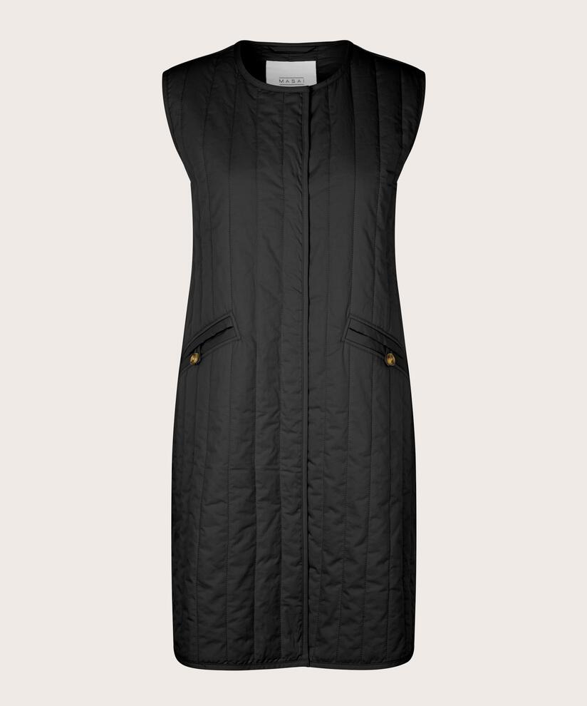 gilet matelassé à col rond, Black