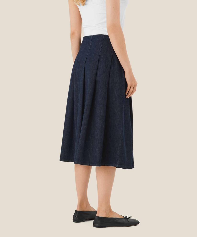 jupe en jean à plis, Dark Denim
