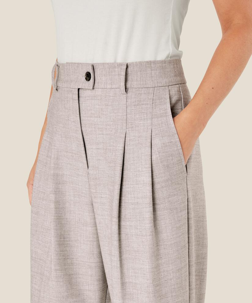 pantalon taille haute avec plis devant, L. Grey mel.