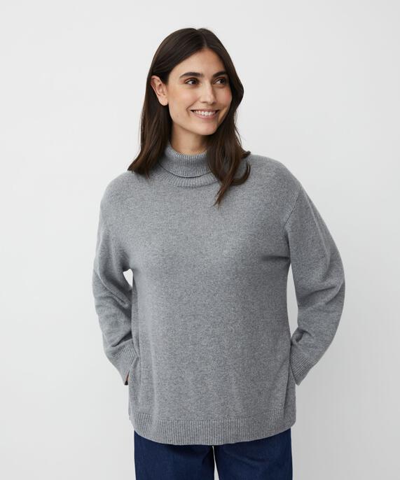 pull à col roulé avec fente latérale, M. Grey mel.
