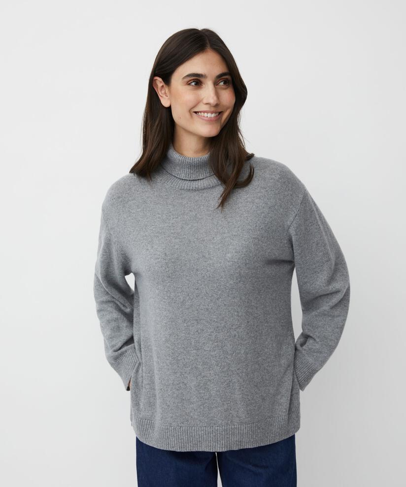pull à col roulé avec fente latérale, M. Grey mel.