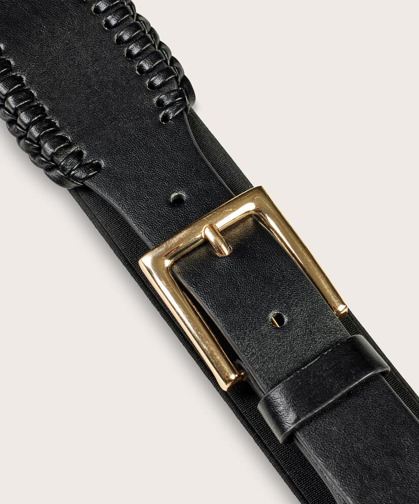 ceinture élastique avec boucle dorée, Black