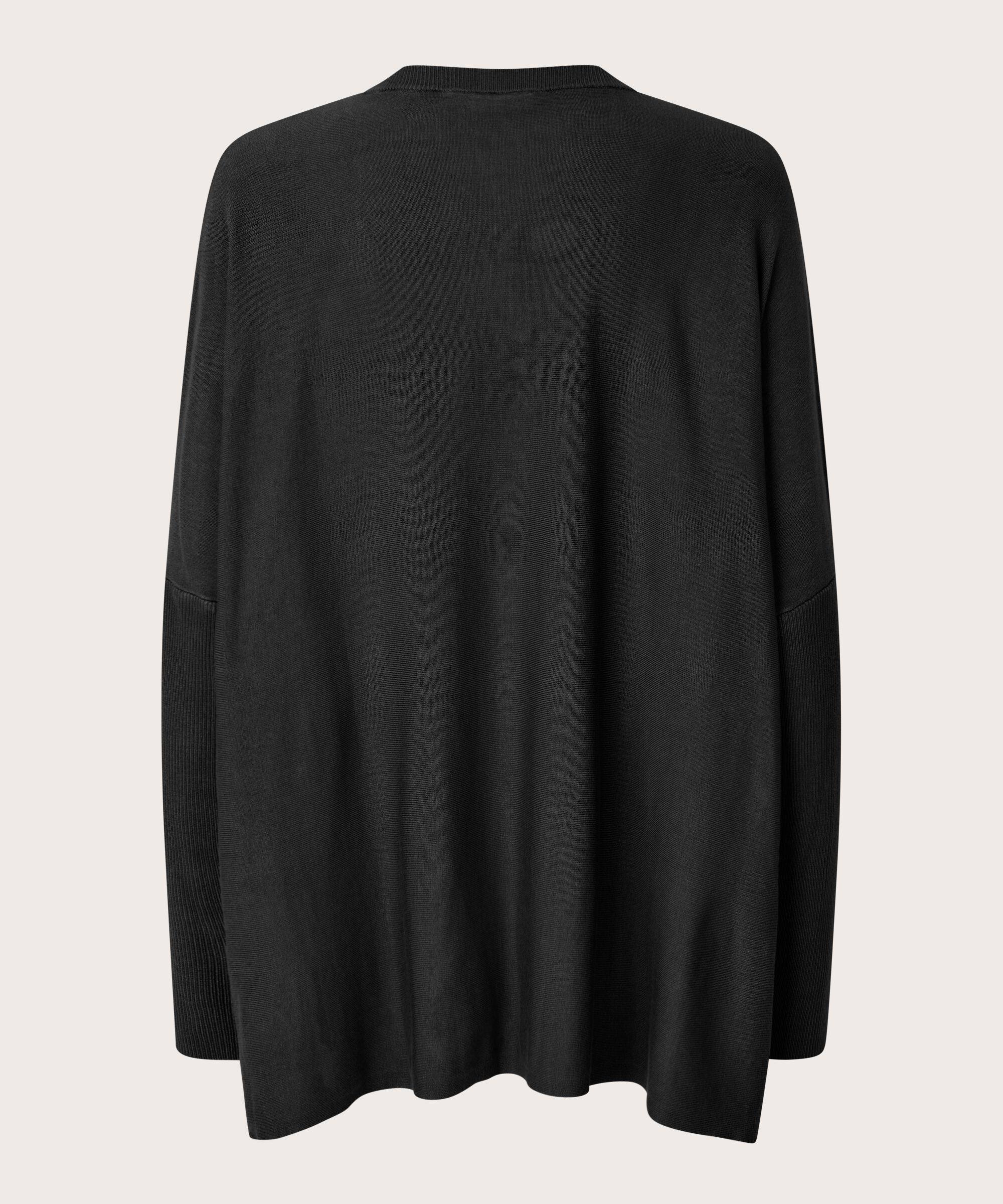 Pull En Maille Avec Col En V Et Manches Étroites, Black
