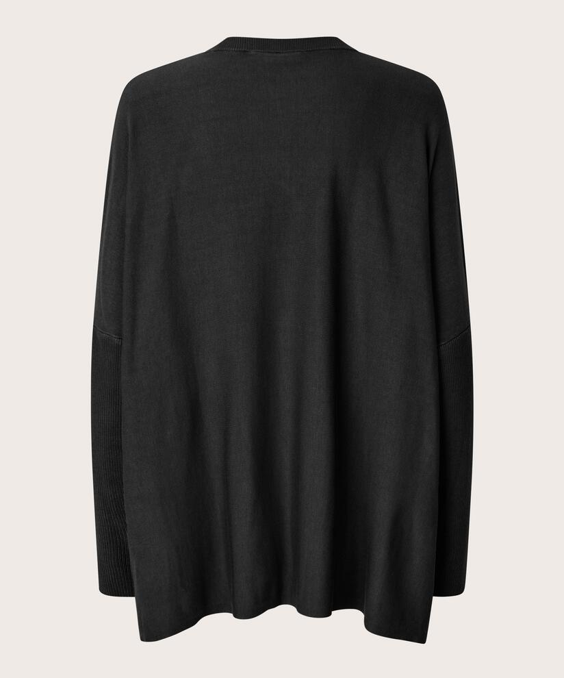Pull En Maille Avec Col En V Et Manches Étroites, Black