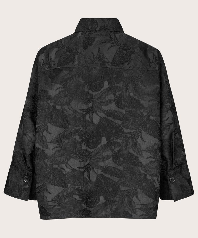 veste chemise à imprimé floral tissé, Black