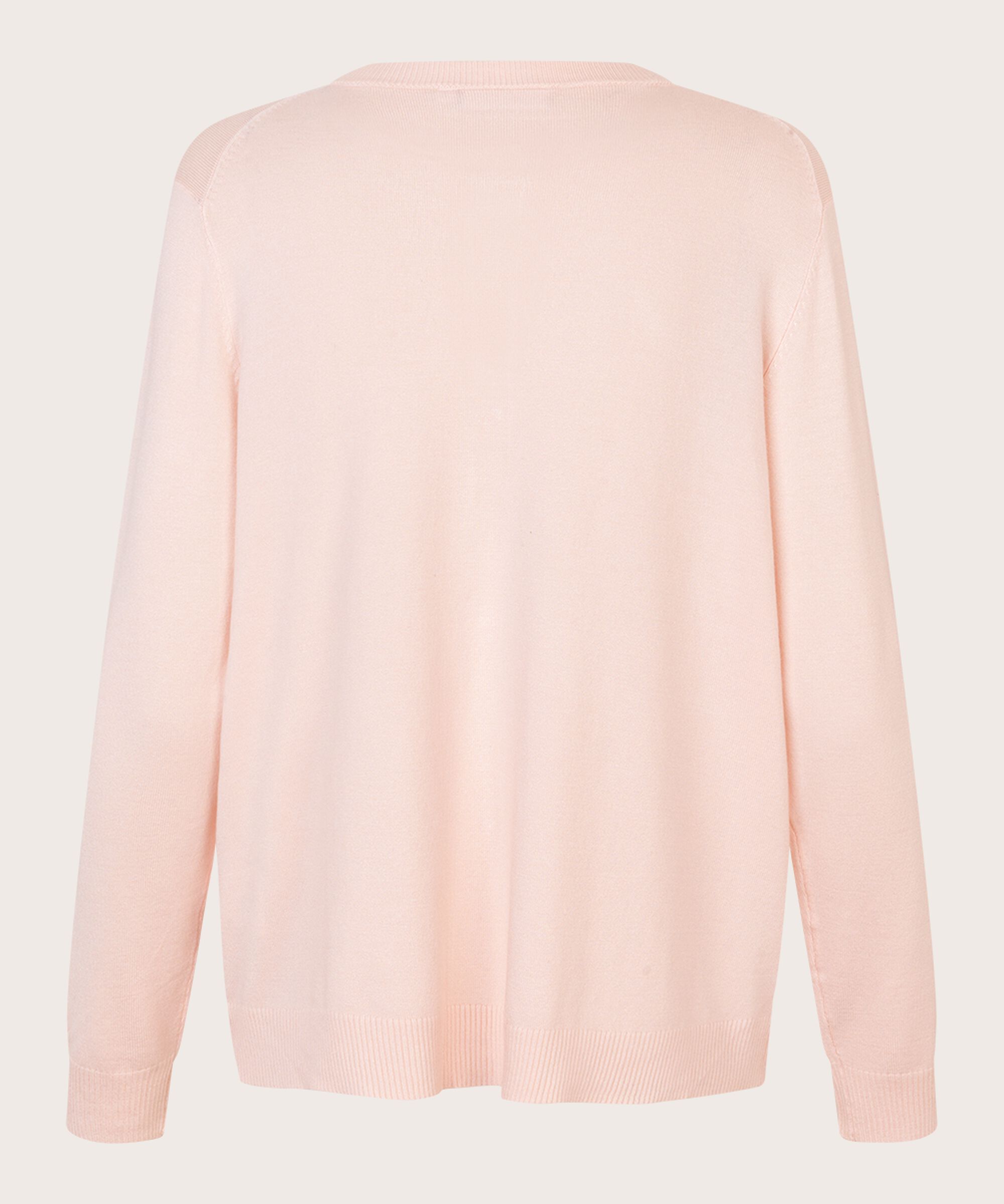 cardigan en maille fine à col rond, Mauve Chalk