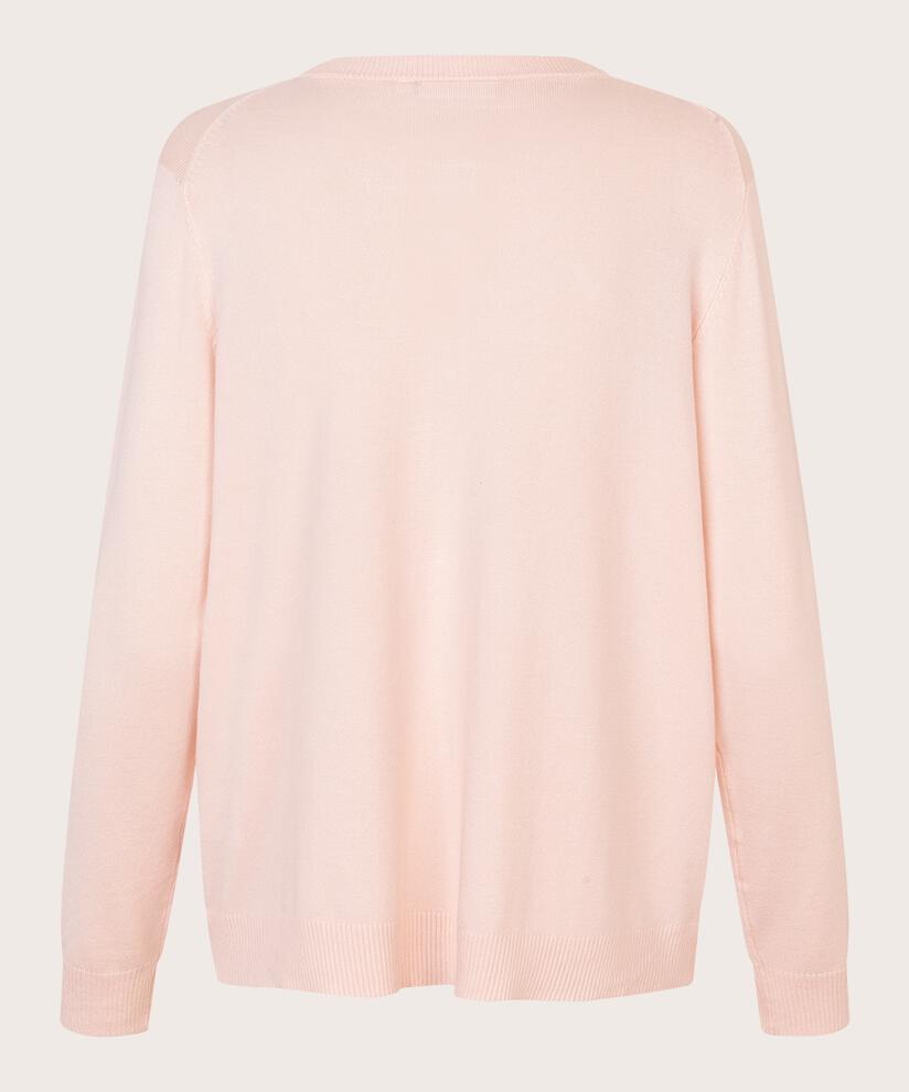 cardigan en maille fine à col rond, Mauve Chalk