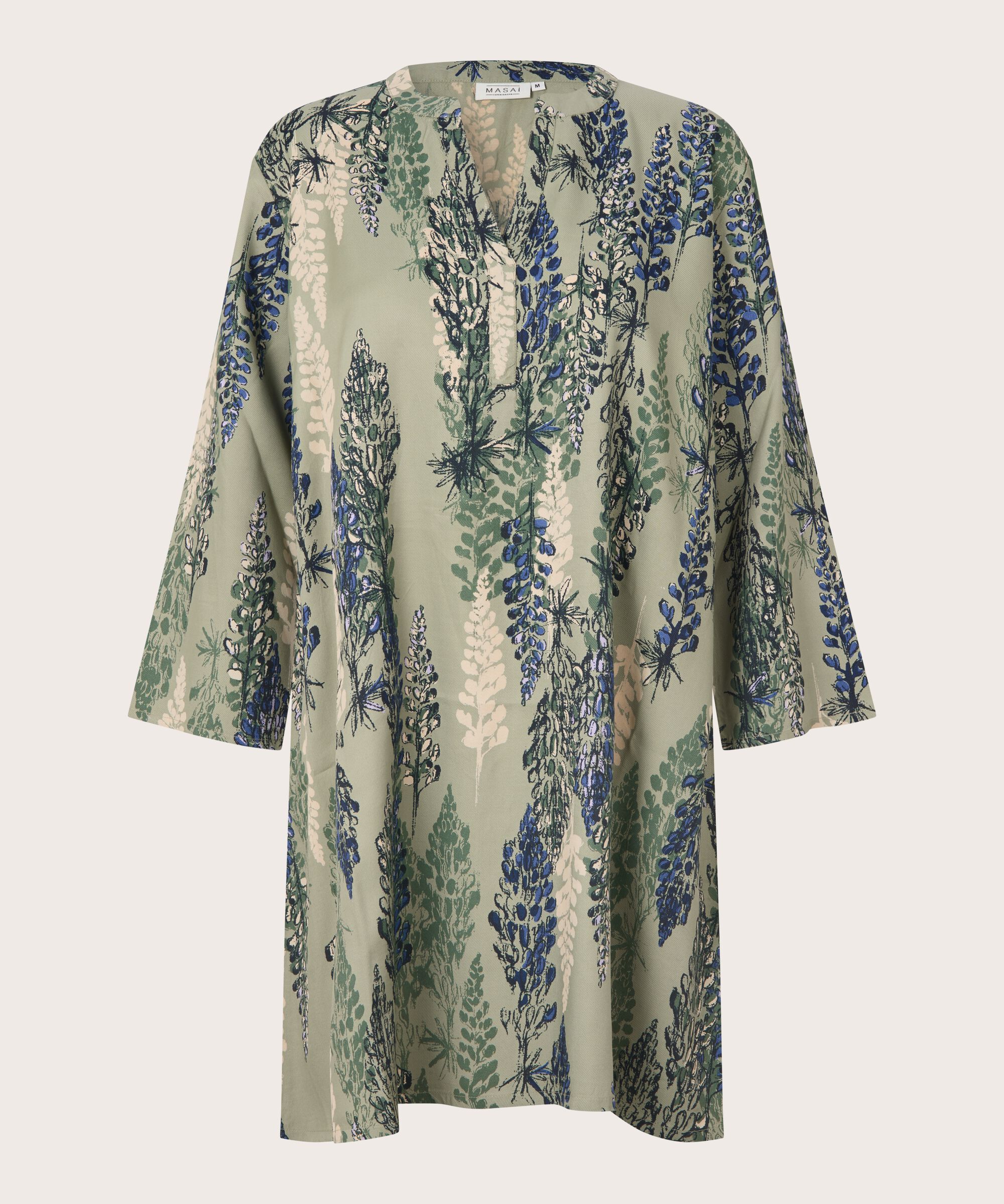 Tunique En Viscose Imprimée À Manches 3/4, Seagrass