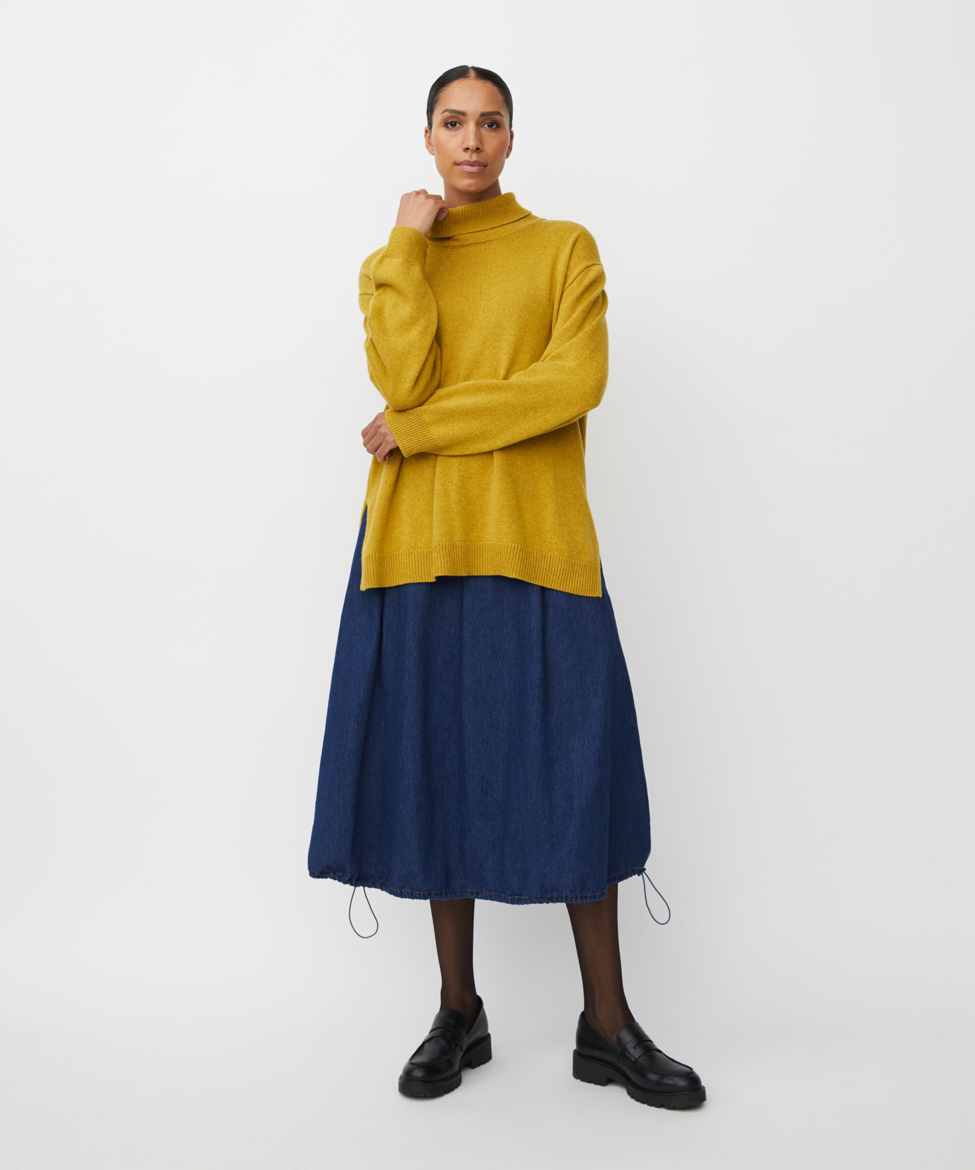 pull à col roulé avec fente latérale, Golden Green