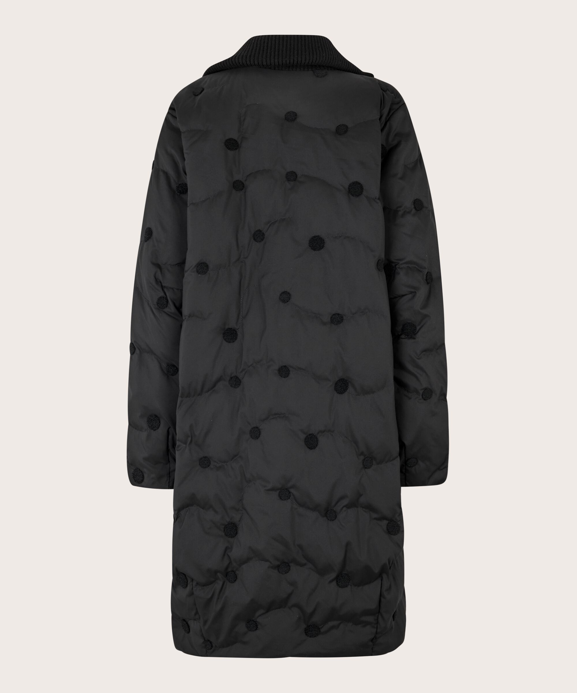 manteau en duvet avec détails côtelés, Black