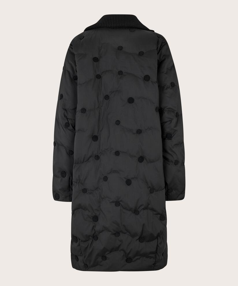 manteau en duvet avec détails côtelés, Black
