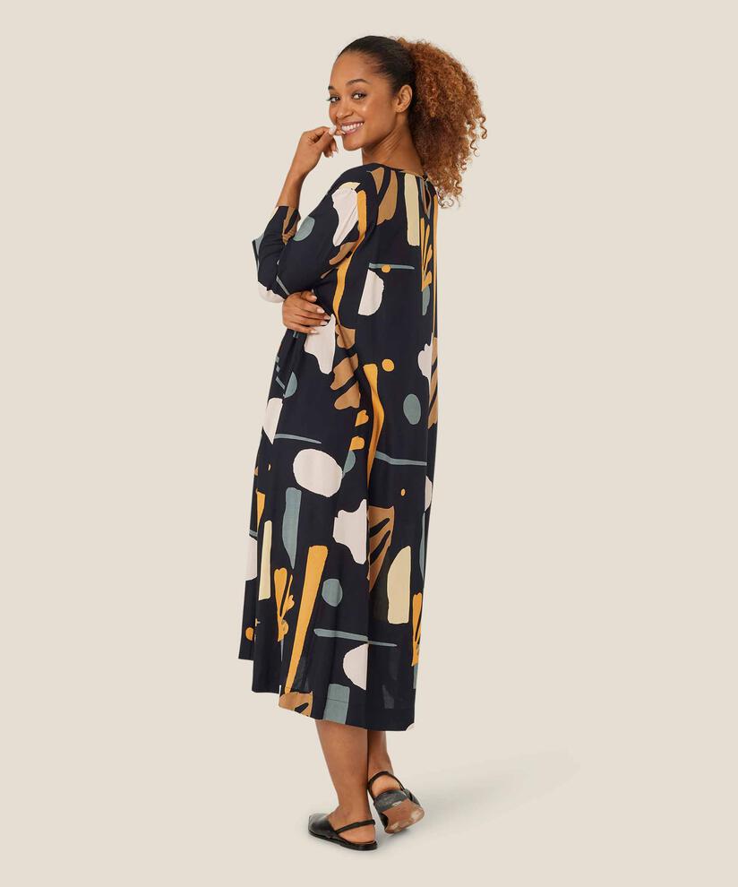 Robe En Viscose Avec Un Bouton Au Cou, Butterscotch