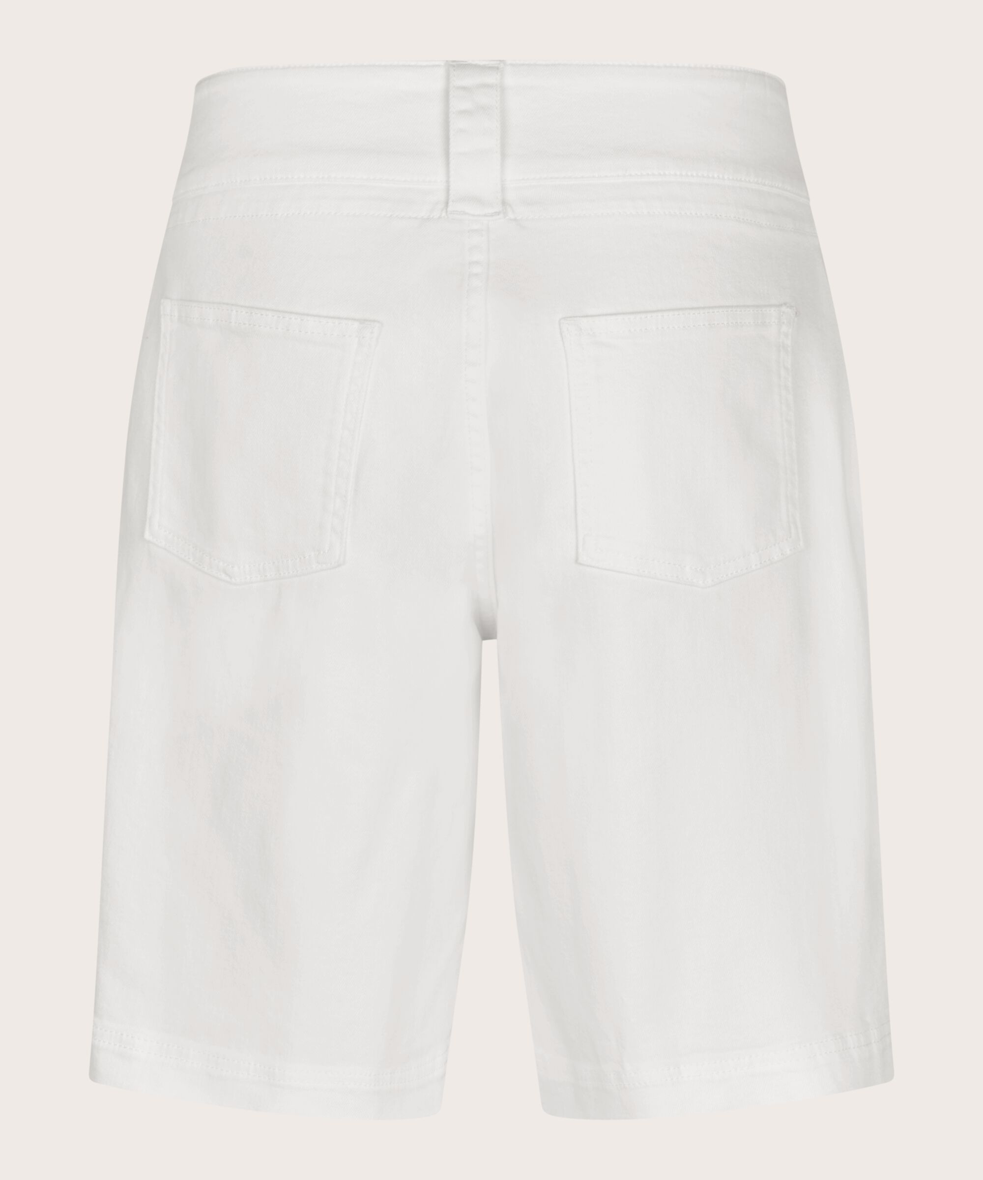 short en jean avec poches décoratives et boutons-pression, White