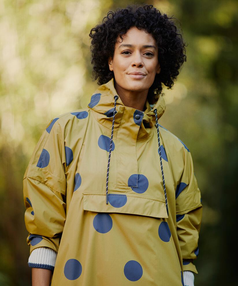 anorak de pluie à pois avec capuche, Burnish Gold