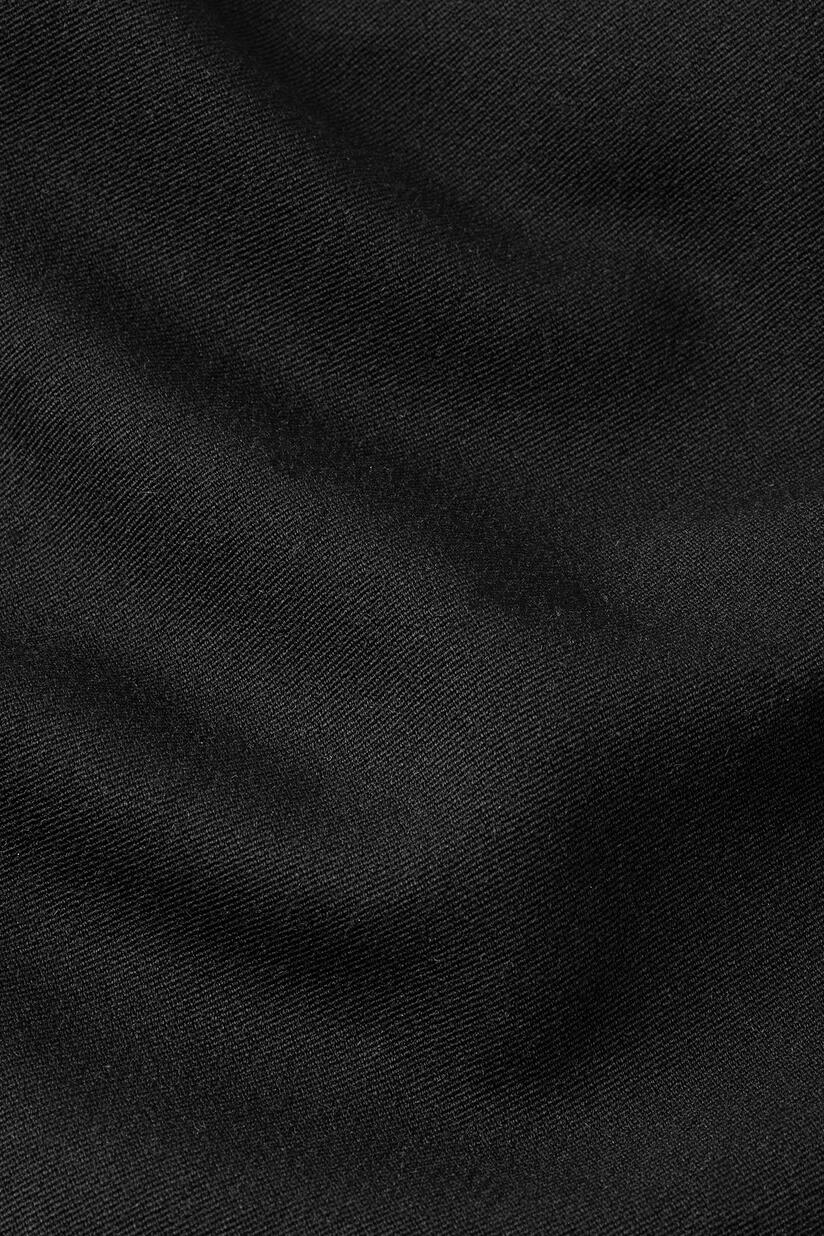 Pantalon Tissé Avec Stretch Et Bouton Sur La Jambe, Black