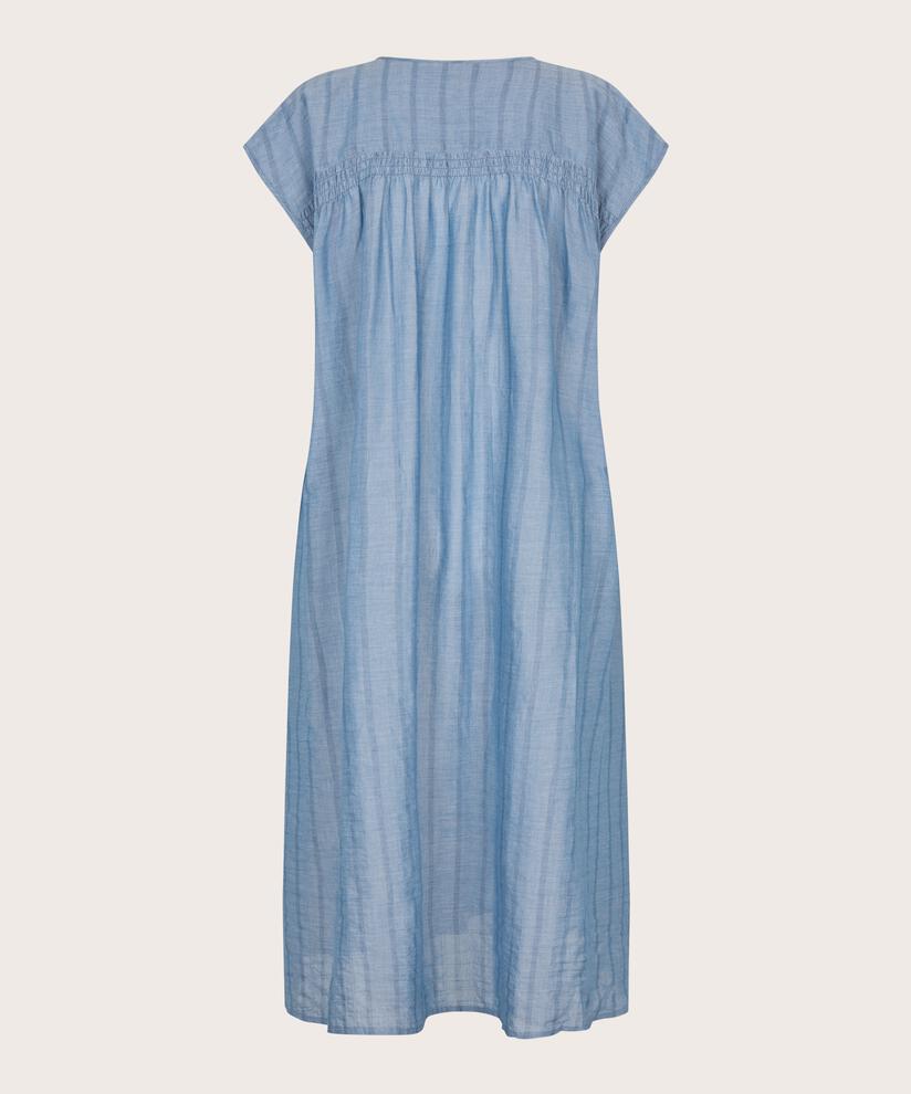 robe en coton boutonnée avec poches décoratives, Nebulas Blue