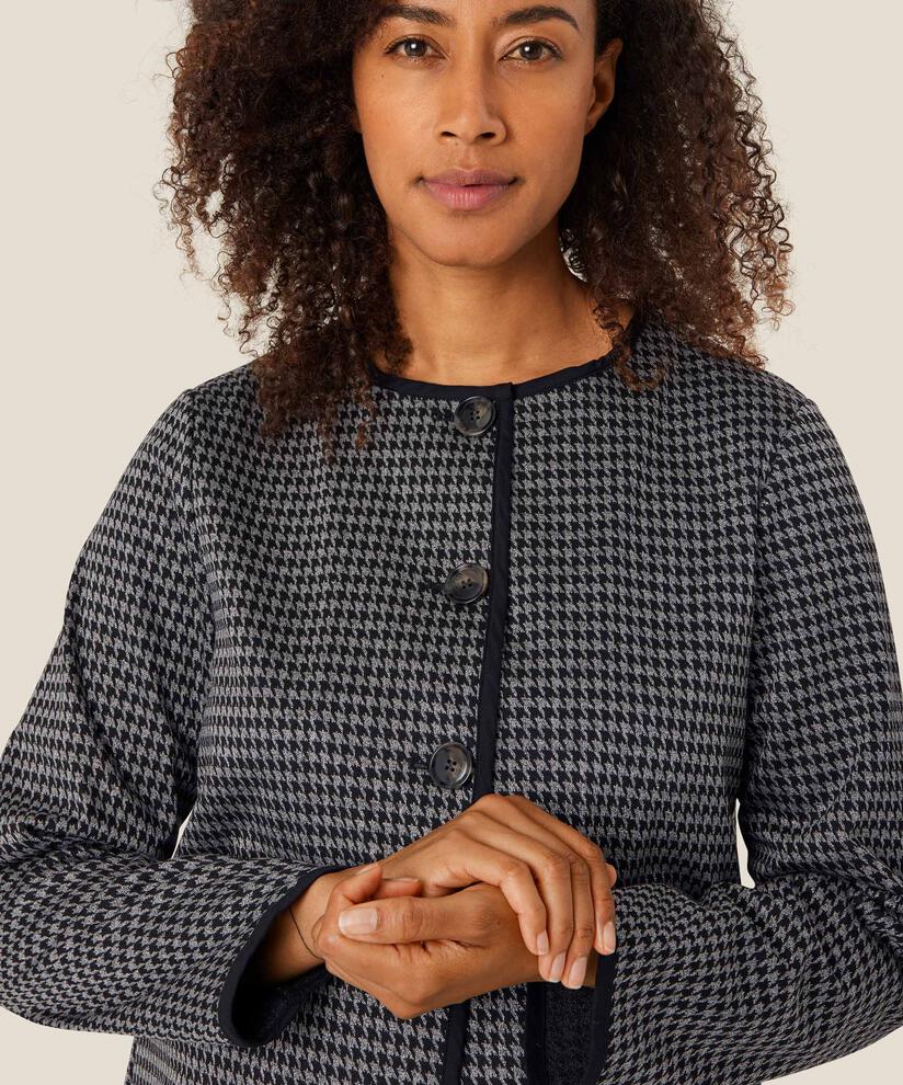 veste en jersey à carreaux avec boutons, Black