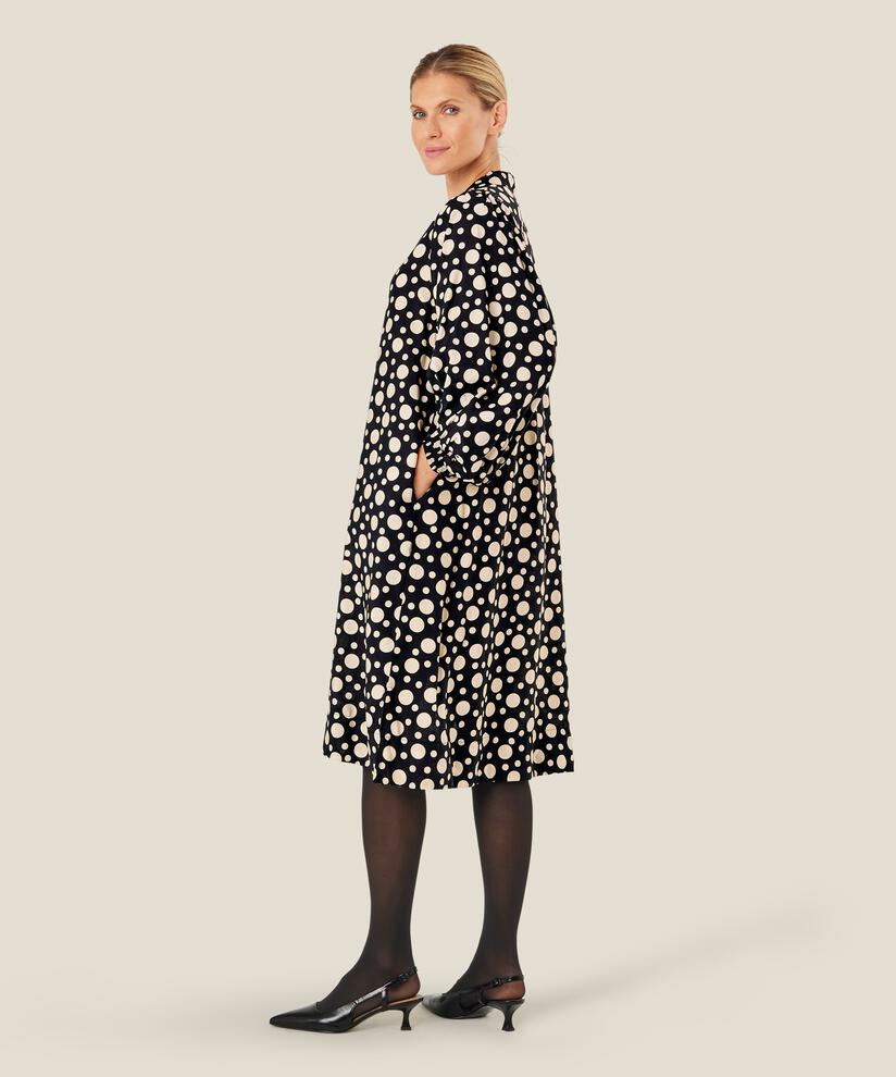robe à manches volumineuses et poches fendues, Black