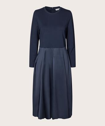 robe en jersey avec jupe ballon en viscose brillante, Navy Blazer