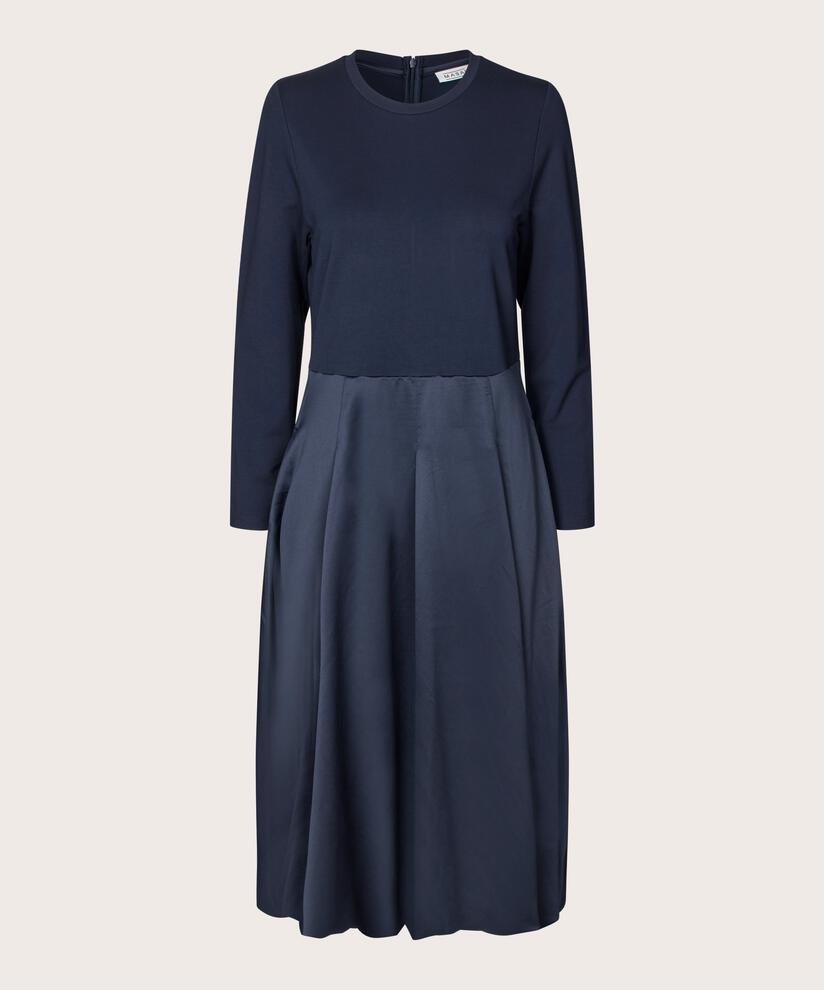 robe en jersey avec jupe ballon en viscose brillante, Navy Blazer