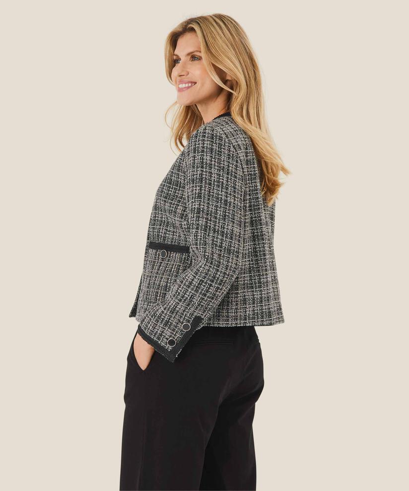veste courte en tweed avec de beaux liserés, Black