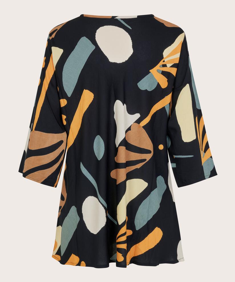 top en viscose à motif à manches trois-quarts, Butterscotch