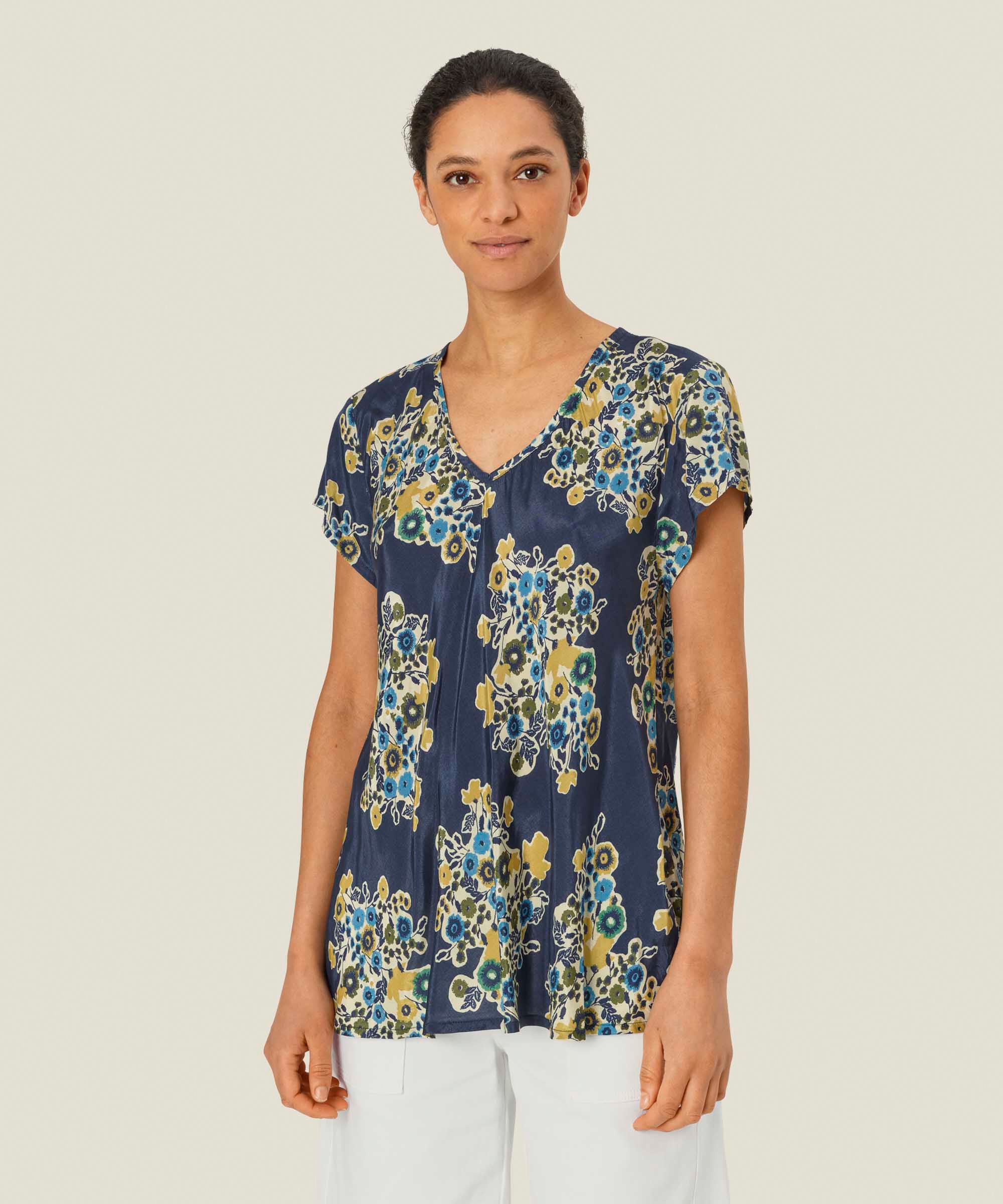 Top En Viscose Imprimé À Col V, Mood Indigo