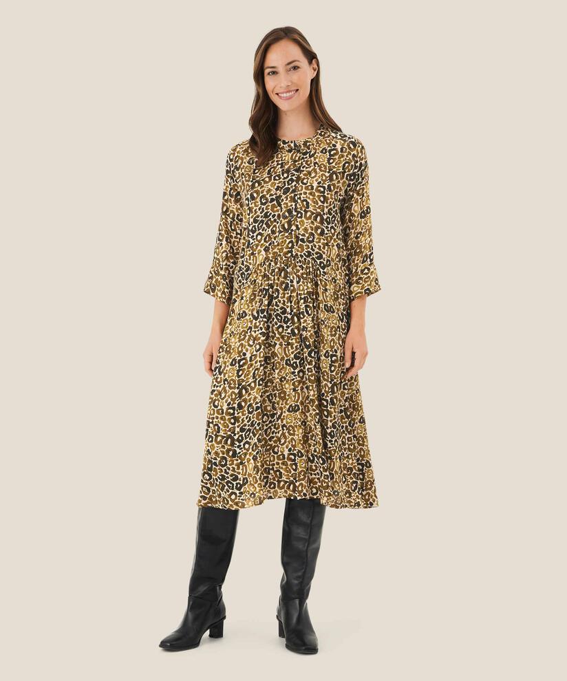 ROBE EN VISCOSE MANCHES TROIS-QUARTS, Plantation