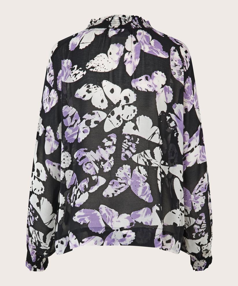 blouse en viscose avec détails smockés et liens, Sand Verbena