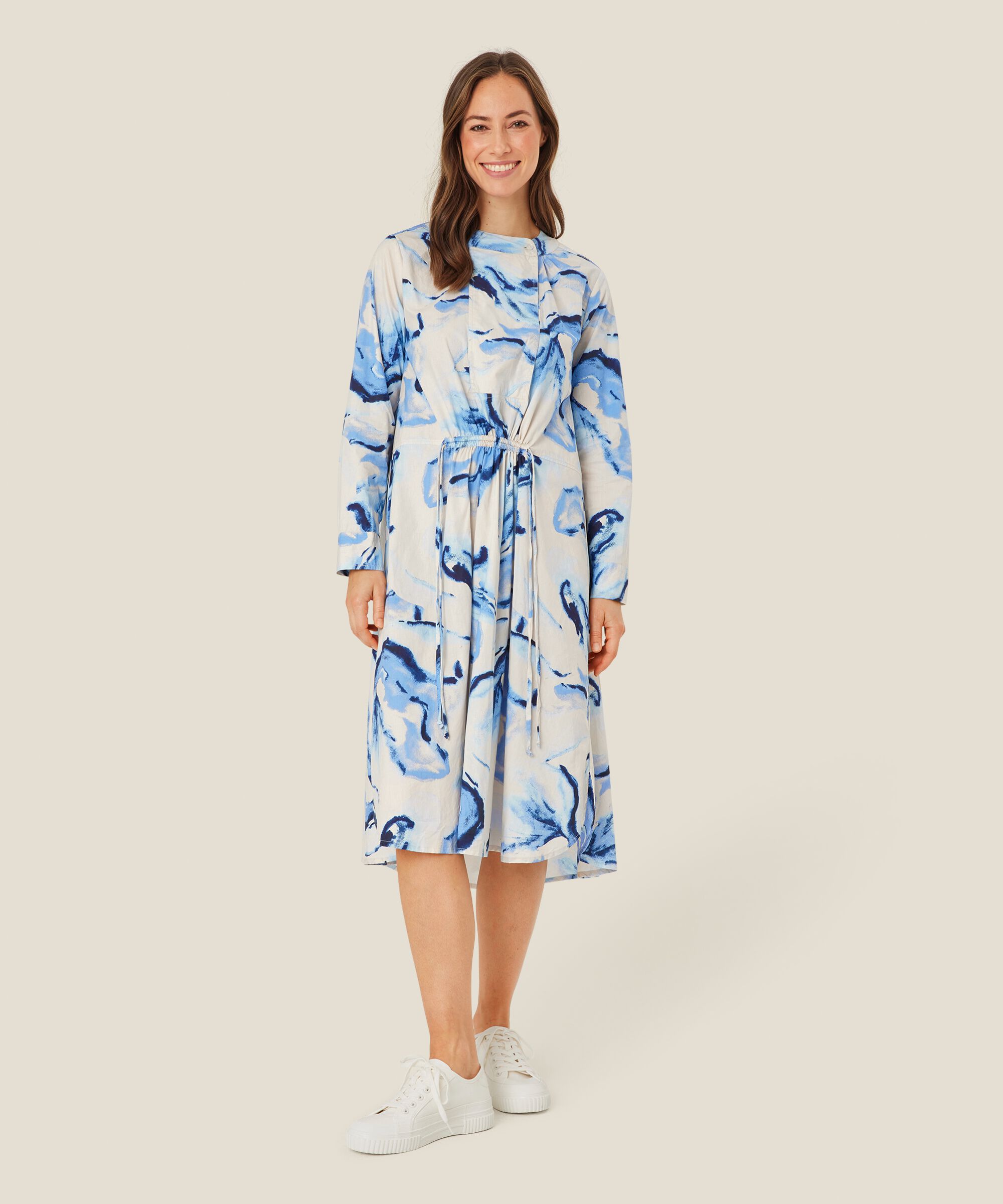 robe en coton avec lien à la taille et fentes sur le côté, Powder Blue