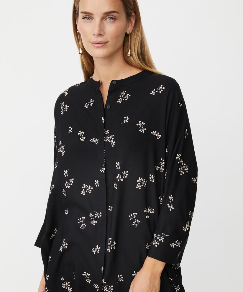 Robe Chemise À Motif En Viscose, Black