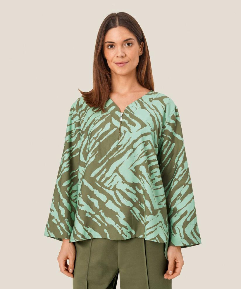 chemisier en viscose avec détail zippé au cou, D. Lichen Green